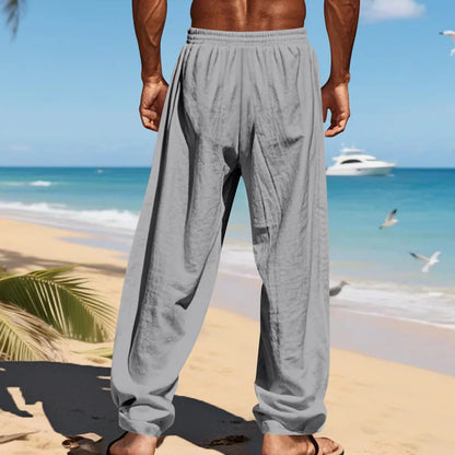 Men's 16-Color Breathable Linen Yoga Pants Loose Casual Sportswear for Spring/Summer 2025 European And American Style