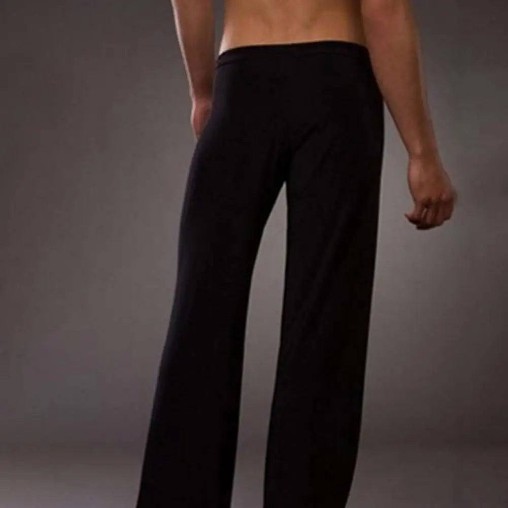 Men Yoga Pants Low Waist Drawstring Straight Loose Pajama Pants Thin Sports Comfortable Elastic Waist Men Sports Trousers