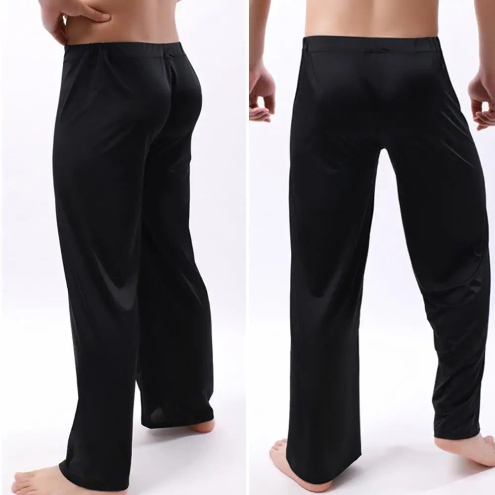 Men Yoga Pants Solid Color Elastic Waistband Low-waisted Trousers Fitness Training Joggers Loose Slacks Beach Casual Sport Pants
