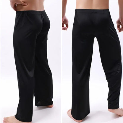 Men Yoga Pants Solid Color Elastic Waistband Low-waisted Trousers Fitness Training Joggers Loose Slacks Beach Casual Sport Pants