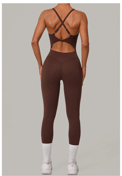 Yoga Set Women Tracksuit  Sports Jumpsuit Sexy Backless One-piece Suit Female Rompers Quick Dry Yoga Clothing Workout Bodysuits