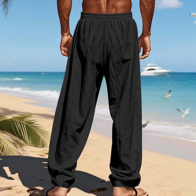 Men's 16-Color Breathable Linen Yoga Pants Loose Casual Sportswear for Spring/Summer 2025 European And American Style