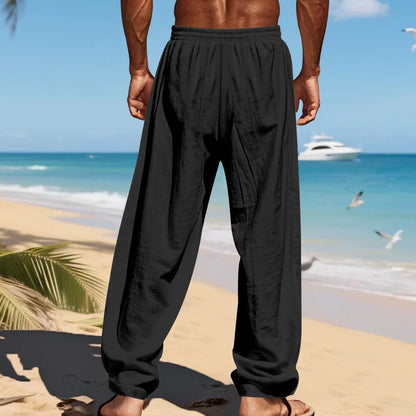 Men's 16-Color Breathable Linen Yoga Pants Loose Casual Sportswear for Spring/Summer 2025 European And American Style