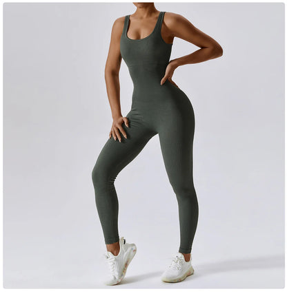 Yoga Set Women One-piece Yoga Suit Women Dance Romper Fitness Bodysuit Workout Siamese Sportswear Seamless Gym Sports Playsuit