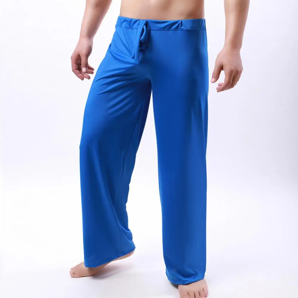 Men Yoga Pants Low Waist Drawstring Straight Loose Pajama Pants Thin Sports Comfortable Elastic Waist Men Sports Trousers