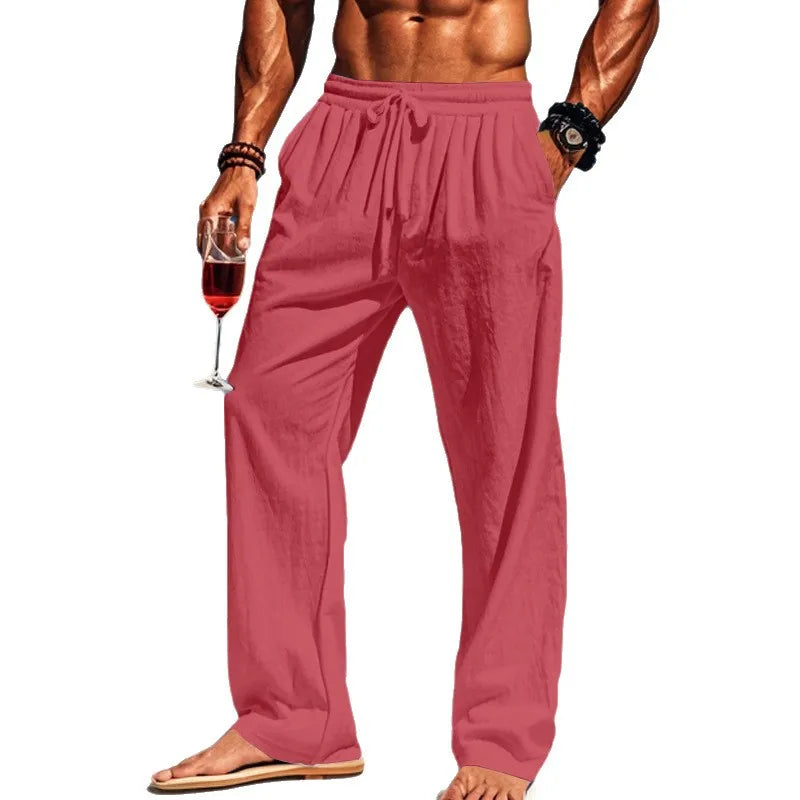 Men's 16-Color Breathable Linen Yoga Pants Loose Casual Sportswear for Spring/Summer 2025 European And American Style