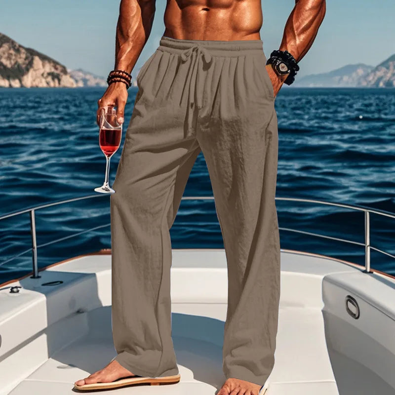 Men's 16-Color Breathable Linen Yoga Pants Loose Casual Sportswear for Spring/Summer 2025 European And American Style