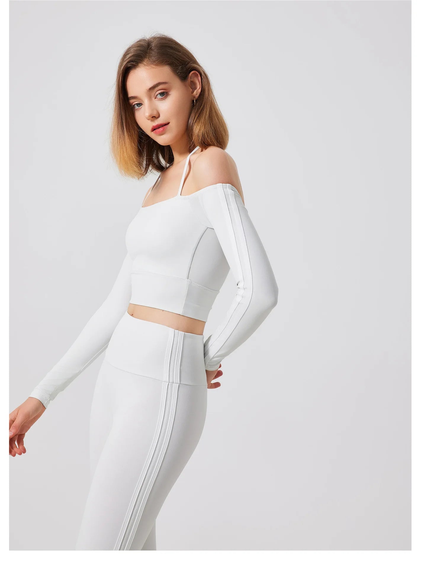 Yoga Tops for Women Long Sleeve Workout Shirts Gym T-shirts Off Shoulder Jogging Tights Activewear