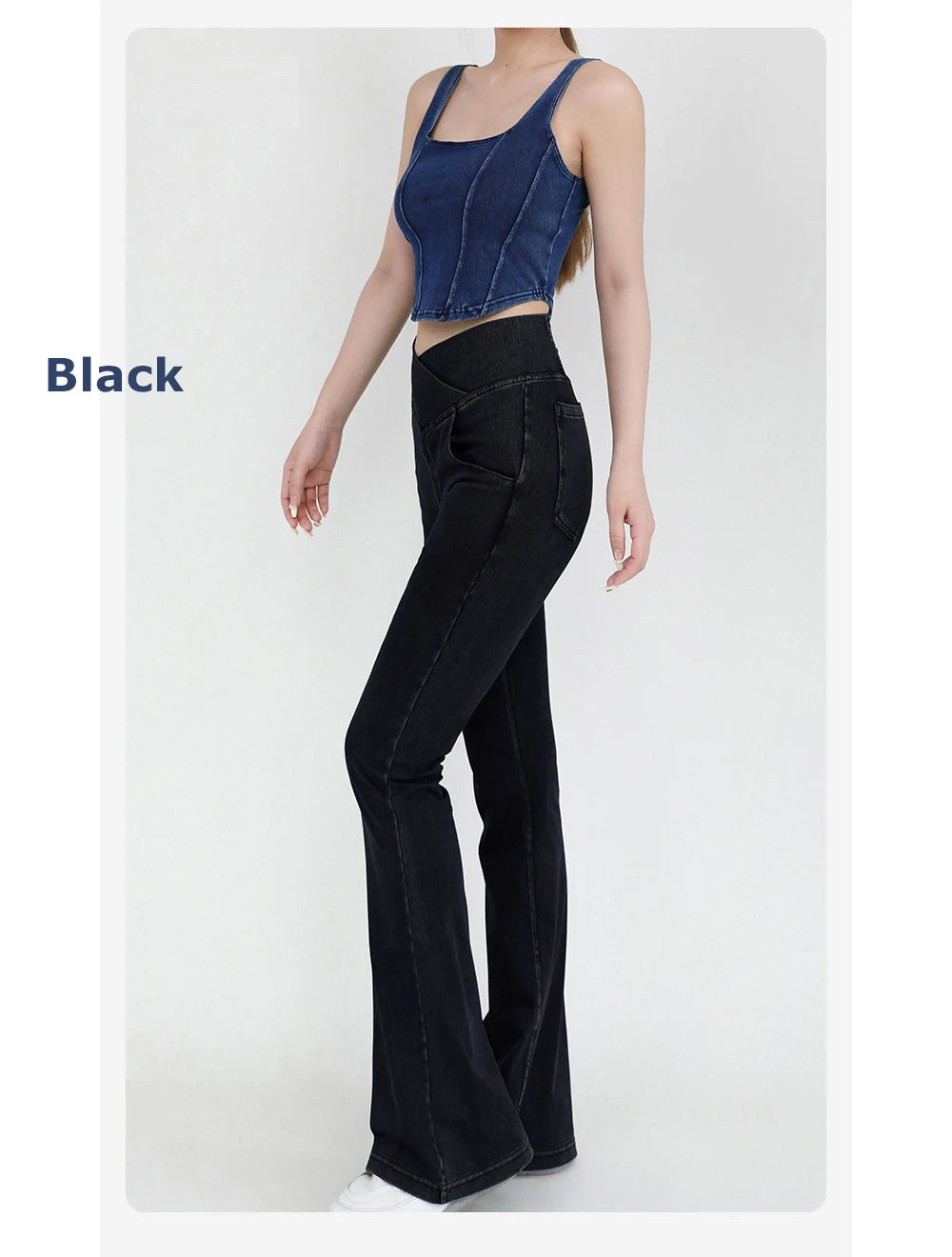Yoga Jeans for Women Denim Pants Sexy Flared Trousers Lady Pants Hip Lifting and Cross Waist Design Indoor Sports Outdoor Flared