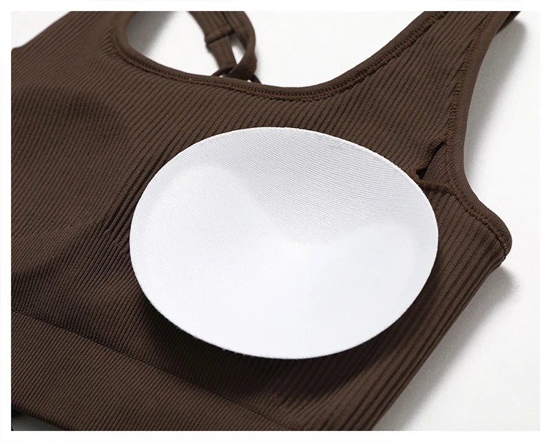 Yoga Sports Bras for Women Open Back Design Padded Crop Top Fitness Push Up Workout Running Gym Tops
