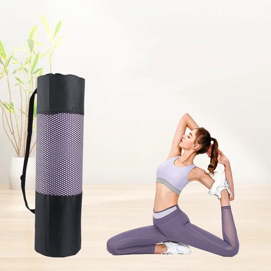 Yoga Mat Carry Bag Drawstring Shoulder Strap Oxford Fabric With Mesh Pocket Portable Yoga Equipment Storage Bag