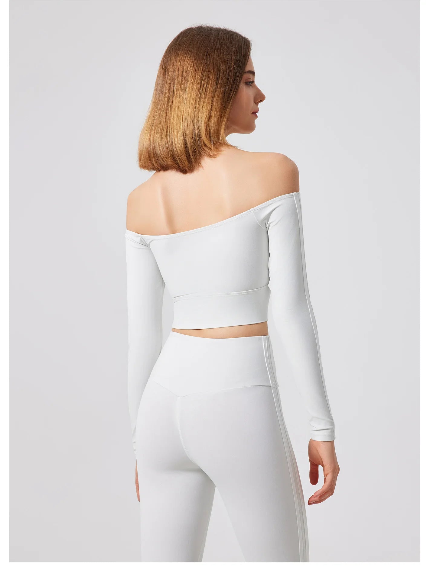 Yoga Tops for Women Long Sleeve Workout Shirts Gym T-shirts Off Shoulder Jogging Tights Activewear