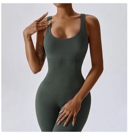 Yoga Set Women One-piece Yoga Suit Women Dance Romper Fitness Bodysuit Workout Siamese Sportswear Seamless Gym Sports Playsuit