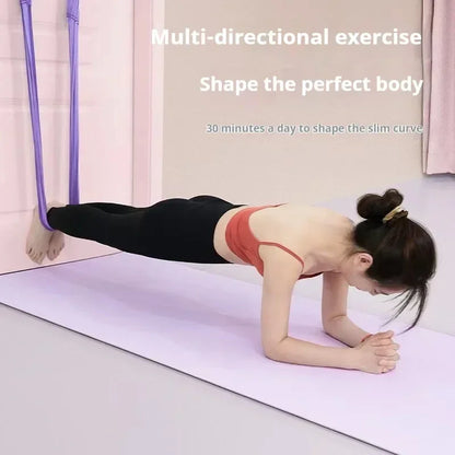 Yoga Aerial Silk Set Woman Hammock Back Legs Stretching Swing Pilates Accessories Elastic Fitness Belt Home Gym Equipment