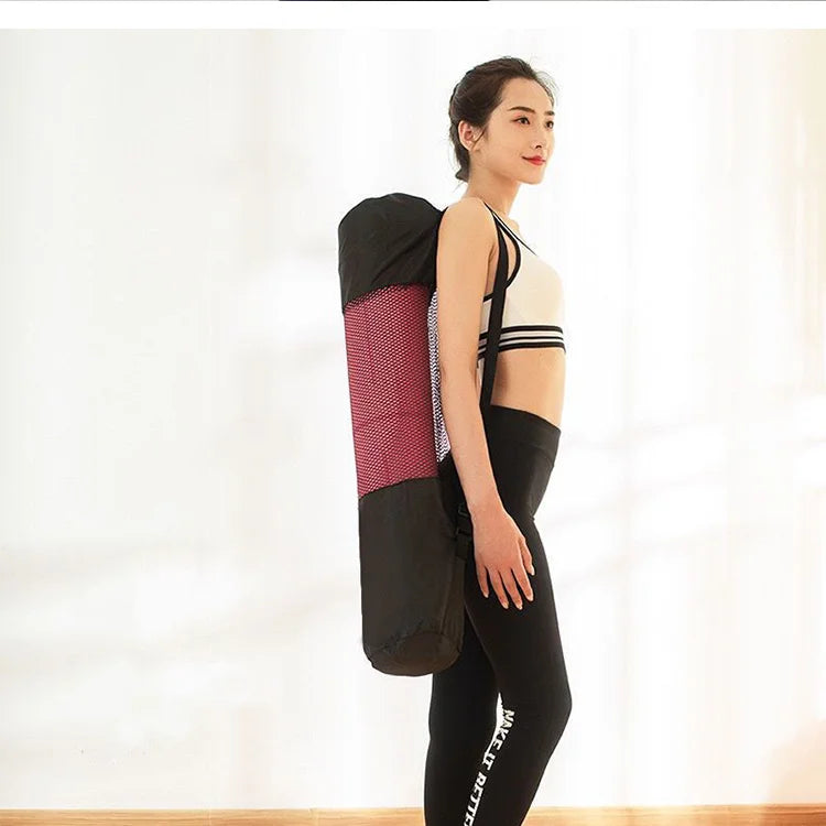 Yoga Mat Carry Bag Drawstring Shoulder Strap Oxford Fabric With Mesh Pocket Portable Yoga Equipment Storage Bag