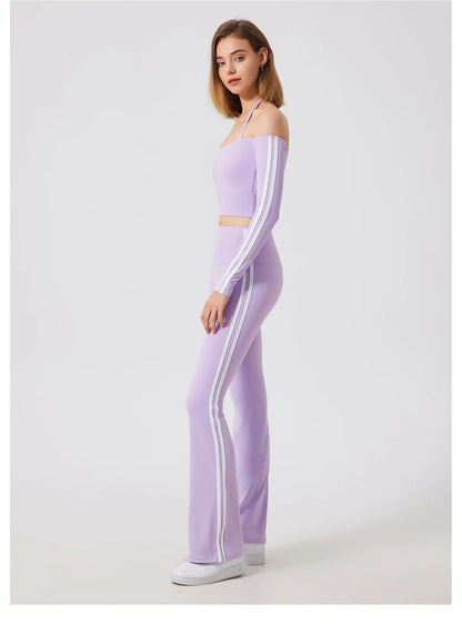 Yoga Tops for Women Long Sleeve Workout Shirts Gym T-shirts Off Shoulder Jogging Tights Activewear