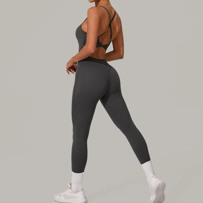 Yoga Set Women Tracksuit  Sports Jumpsuit Sexy Backless One-piece Suit Female Rompers Quick Dry Yoga Clothing Workout Bodysuits