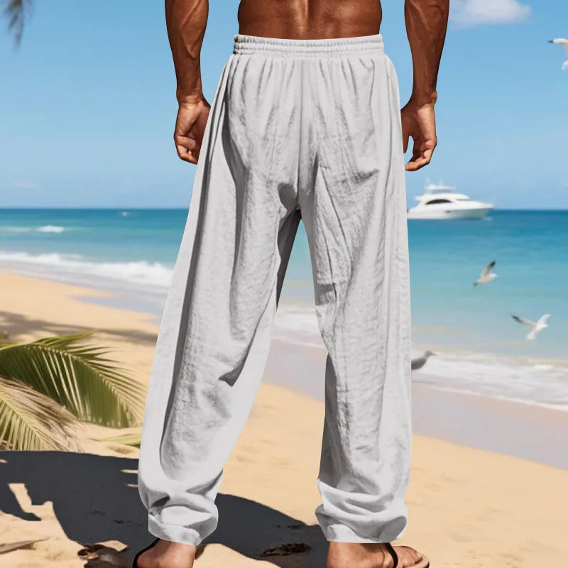 Men's 16-Color Breathable Linen Yoga Pants Loose Casual Sportswear for Spring/Summer 2025 European And American Style