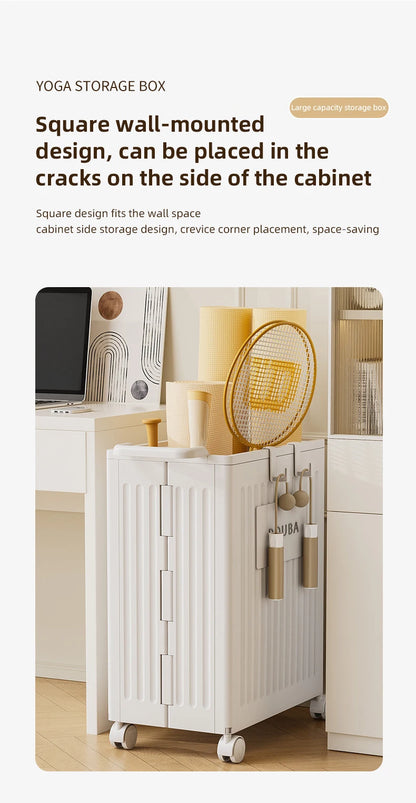 Yoga Mat Folding Storage With Wheels Workout Equipment Corner Storage Organizer Home Yoga Mat Holder Gym Organizer Box