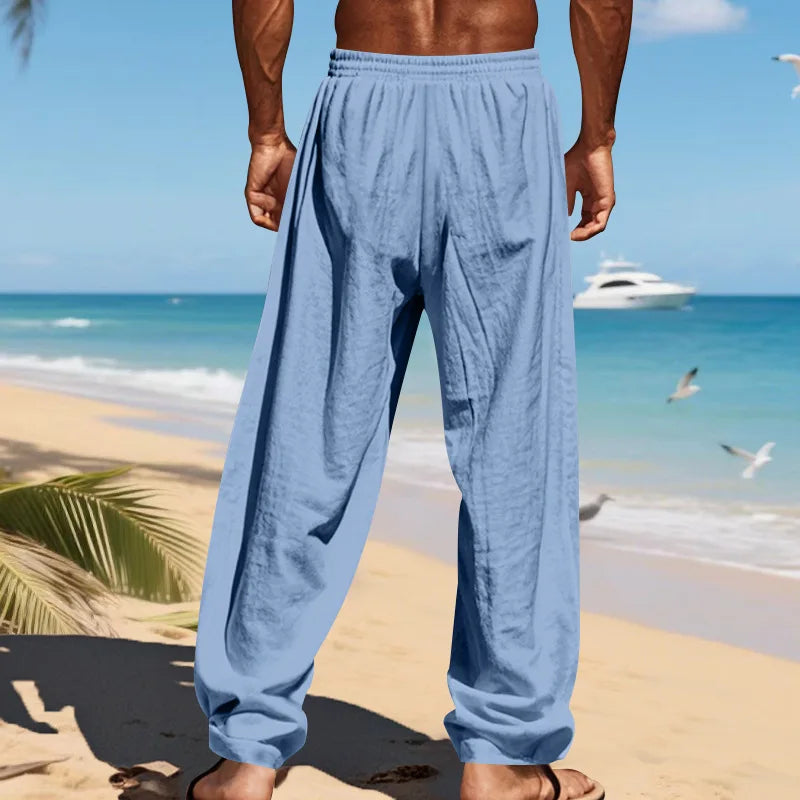 Men's 16-Color Breathable Linen Yoga Pants Loose Casual Sportswear for Spring/Summer 2025 European And American Style