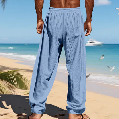 Men's 16-Color Breathable Linen Yoga Pants Loose Casual Sportswear for Spring/Summer 2025 European And American Style