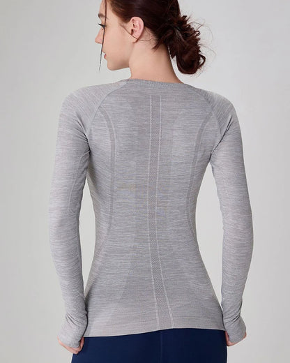 Yoga Clothes for Women, Sports Tops, Round Neck,, Seamless, Slim, Running Shirt Fitness Workout Long Sleeves Gym T shirt, Winter