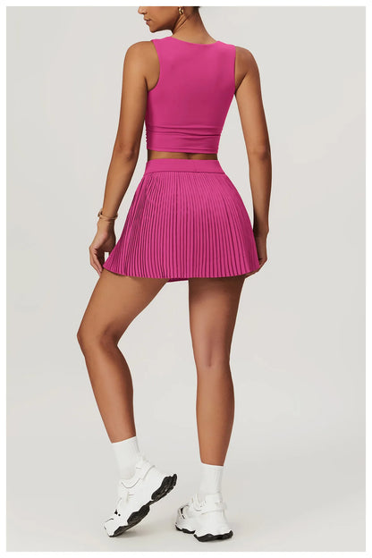 Yoga Sets Workout Sets for Women 2 Pieces Gym Suits Long Sleeved Outfits Zipper Fitness Jacket Running Short Skirt Sportswear