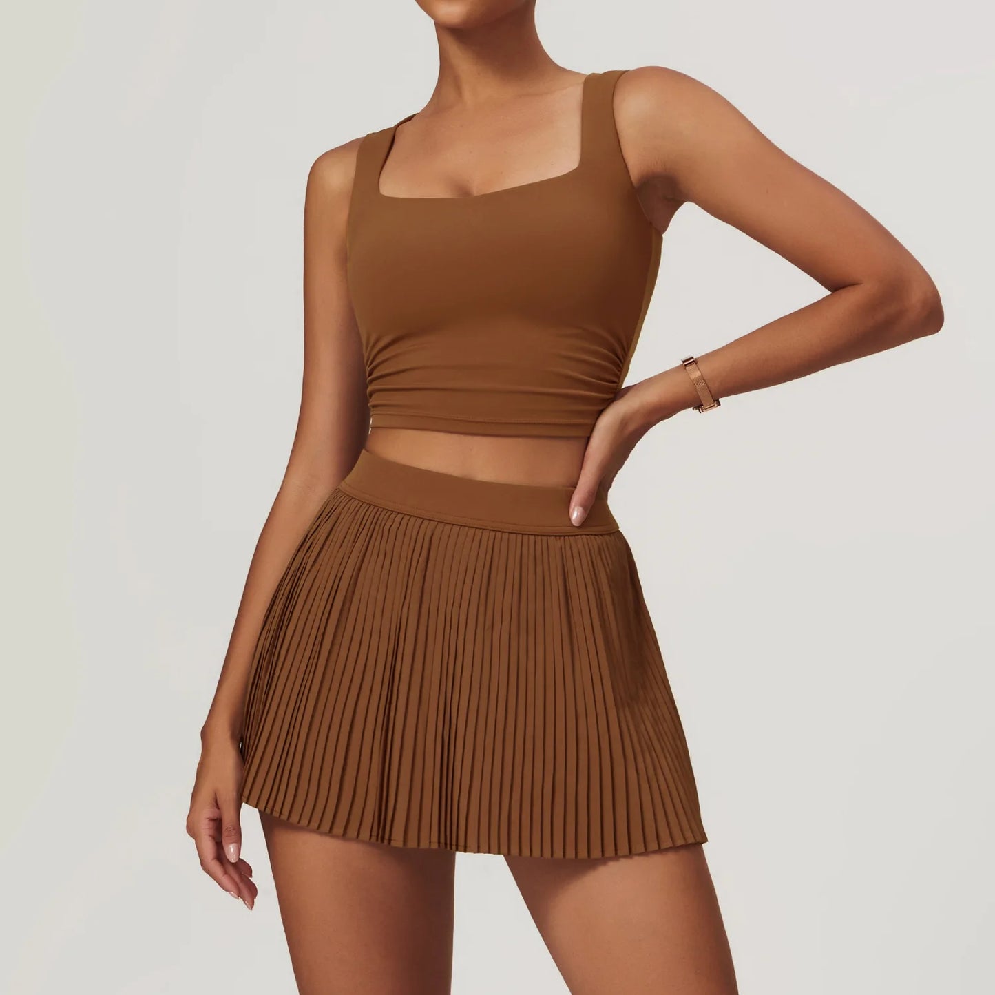 Yoga Sets Workout Sets for Women 2 Pieces Gym Suits Long Sleeved Outfits Zipper Fitness Jacket Running Short Skirt Sportswear