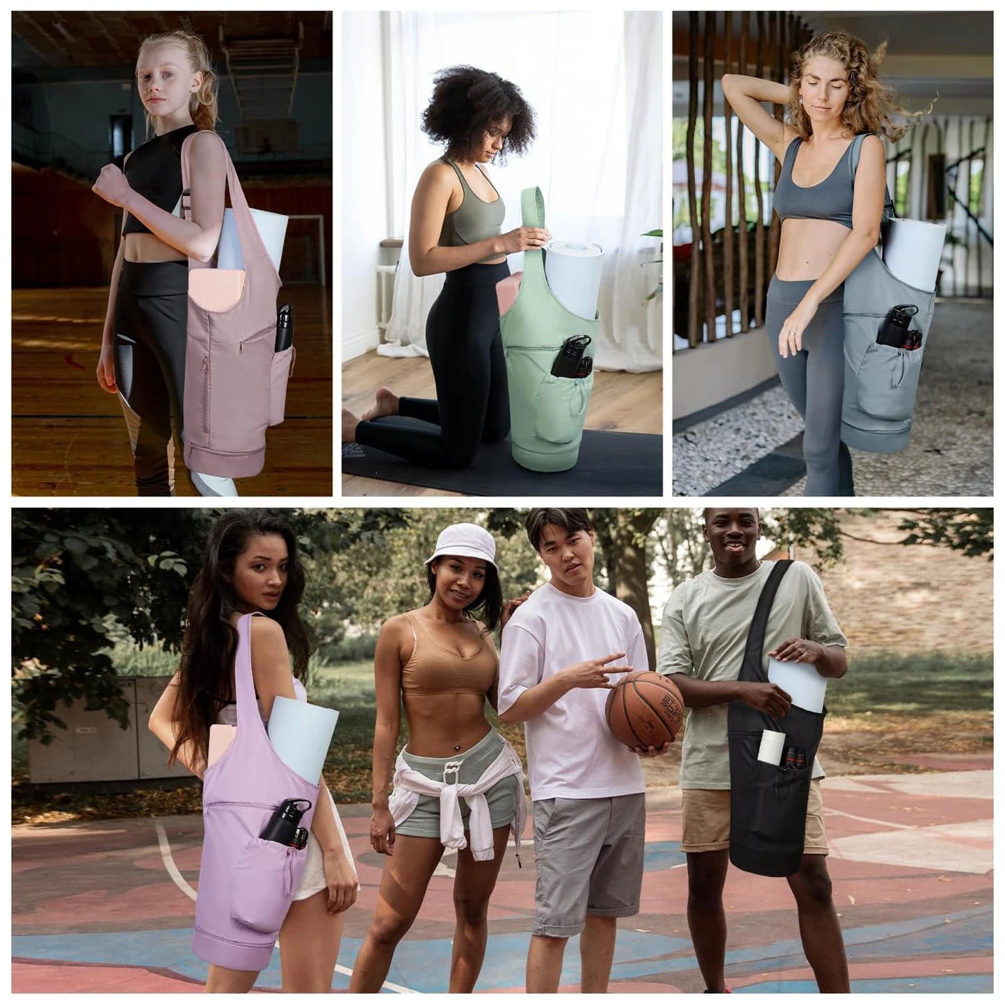 Yoga Mat Bag Сarrier - Multi-Functional Yoga Mat Carrier Bag with Water Bottle Pocket - Versatile Gym Yoga Mat Bags for Women