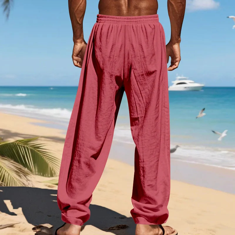 Men's 16-Color Breathable Linen Yoga Pants Loose Casual Sportswear for Spring/Summer 2025 European And American Style