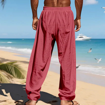 Men's 16-Color Breathable Linen Yoga Pants Loose Casual Sportswear for Spring/Summer 2025 European And American Style