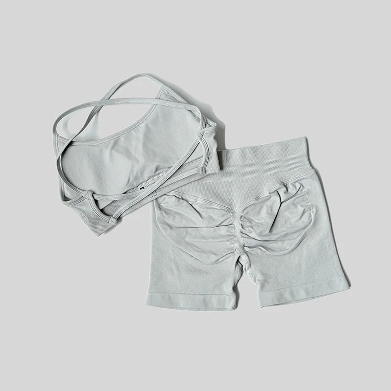 Yoga Set Workout Sets Women Tracksuit Gym Push Up Fitness Running Workout Sportswear Back Cross Sport Bra Leggings Shorts Suit