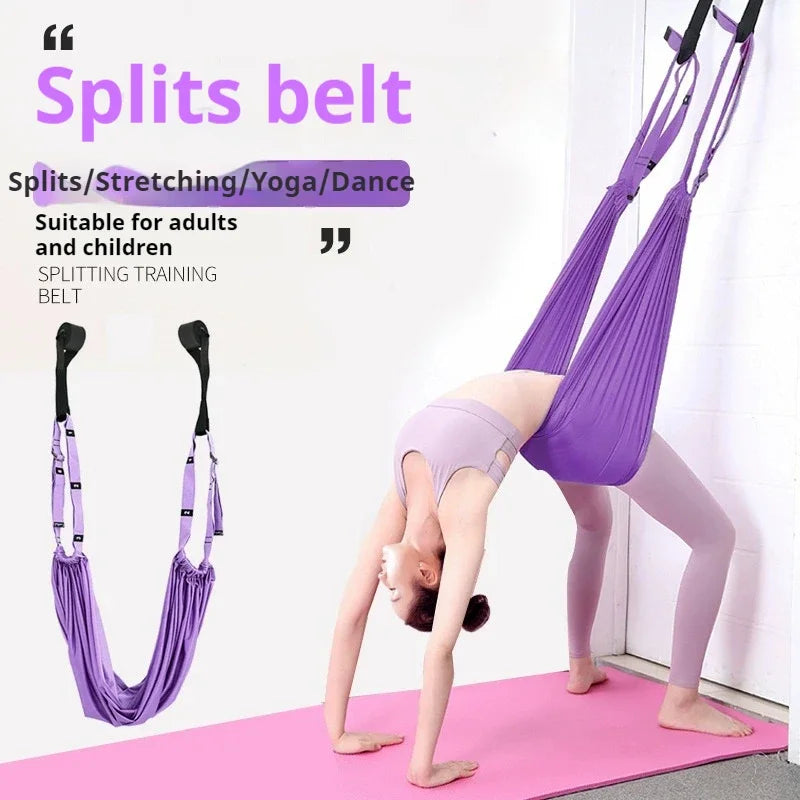 Yoga Aerial Silk Set Woman Hammock Back Legs Stretching Swing Pilates Accessories Elastic Fitness Belt Home Gym Equipment