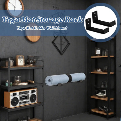 Yoga Mat Storage Rack Wall Mount Holder Exercise Mat Hanger Foam Roller Wall Hooks Gym Organizer for Hanging Fitness Bands Yoga