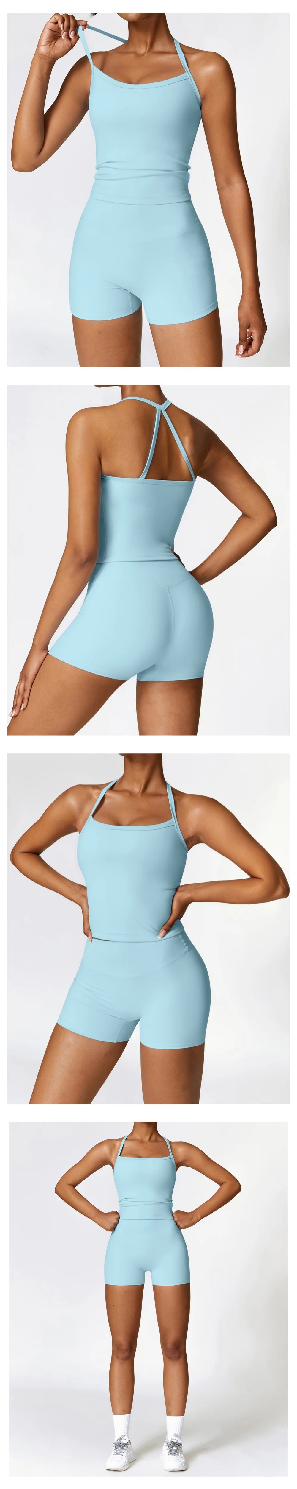 Women's Brushed Yoga Set with Padded Sports Bra & High Waisted Shorts Comfort Workout Outfit Matching Lounge Set